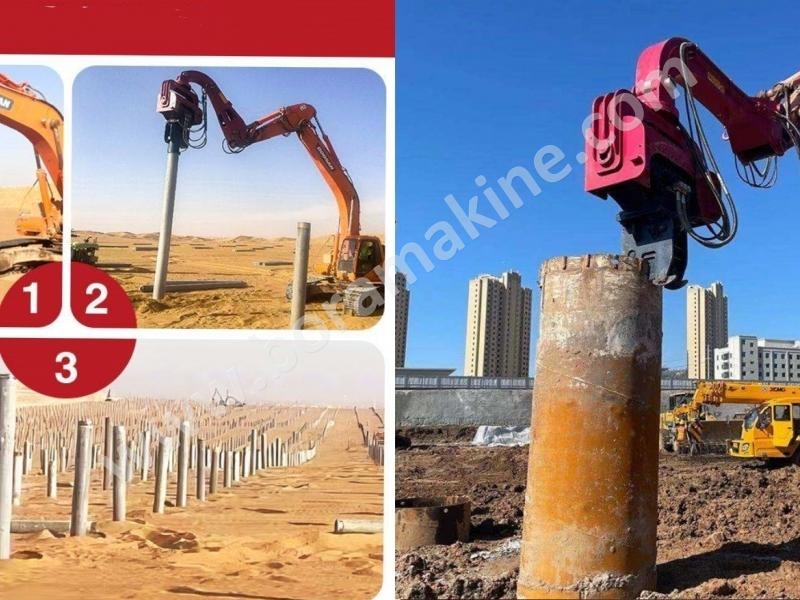 KAZIK MAKİNESİ Titreşimli Kazık Çakma Makinesi  deve boynu ataşmanları boramakine